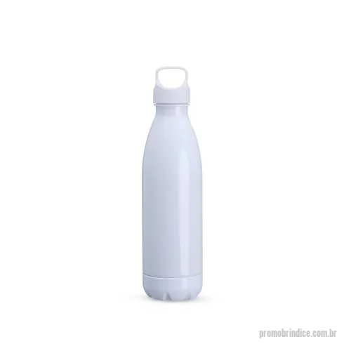 Garrafa personalizada - Garrafa feita em PVC com capacidade máxima de 680ml e tampa rosqueável em plástico ABS com alça fixa. Conta com fundo removível, que ajuda a evitar o contato com superfícies sujas.