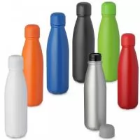 Garrafa em alumínio, tampa em aço inox colorido. Capacidade: 500ml, pintura fosca. Dimensão Produto: 23,5xø6,5cm Peso do Produto: 90 gr