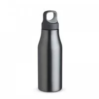 Garrafa 650ml em inox com tampa rosqueável com alça para transporte.