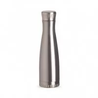 Garrafa de inox 750ml com pintura colorida e tampa rosqueável, não é térmica.