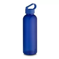 Garrafa *RPET com capacidade de 550ml. Tampa plástica rosqueável com alça de transporte integrada. *RPET: Tereftalato de polietileno reciclado