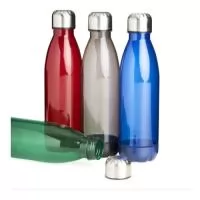 Garrafa translucida de plástico com capacidade para 700ml, possui uma base na respectiva cor leitosa e uma tampa de alumínio com rosca.  Altura :  25,7cm  Largura :  7cm  Circunferência :  22,5 cm