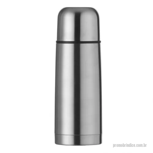 Garrafa térmica personalizada - Garrafa térmica 350ml em inox com tampa rosqueável, tampa interna em plástico resistente(basta um clique para abrir ou fechar). Acompanha capa protetora de couro sintético com alça de nylon.