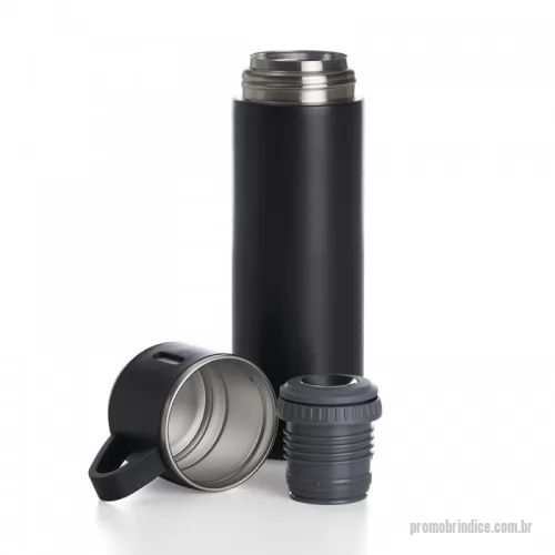 Garrafa térmica personalizada - Garrafa térmica 450ml em inox com tampa que pode ser utilizada como caneca, tampa interna em plástico resistente (basta um clique para abrir ou fechar), base com borracha antiderrapante.