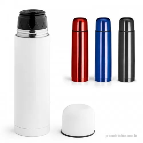 Garrafa térmica personalizada - Garrafa em aço inox com parede dupla isolada a vácuo. Capacidade até 500 ml. Food grade. Fornecida em caixa branca. 