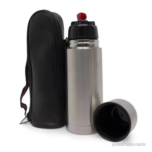 Garrafa térmica personalizada - Garrafa térmica em Inox com capacidade até 350ml , com tampa rosqueável, tampa interna em plástico resistente. Acompanha capa protetora de couro sintético com alça de nylon. É um produto Fantástico para divulgar a sua Marca e Fidelizar o seu Cliente!