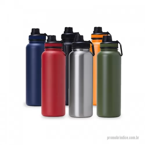 Garrafa térmica personalizada - Garrafa térmica personalizada feita em material inox com parede dupla livre de BPA. Possui capacidade de até 1,2 litros. 