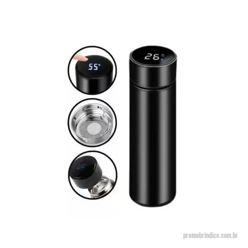Garrafa térmica personalizada - Garrafa térmica  500 ml com infusor em aço inox com parede dupla isolada a vácuo. Tampa rosqueável com anel de silicone para vedação 