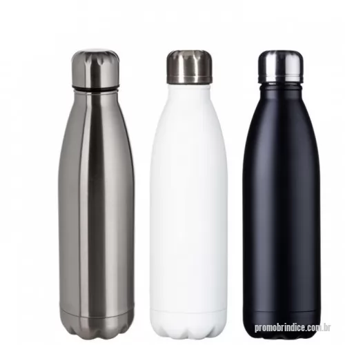 Garrafa térmica personalizada - Garrafa térmica 500ml em inox com parede dupla. Altura :  26,3 cm Largura :  6,8 cm Circunferência :  22,2 cm Medidas aproximadas para gravação (CxL):  11 cm x 4 cm Peso aproximado (g):  289