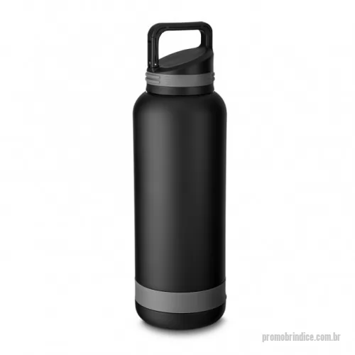 Garrafa térmica personalizada - Garrafa térmica 700ml em inox, tampa rosqueável com suporte gancho. Tem pintura fosca e detalhe emborrachado na tampa e parte inferior.