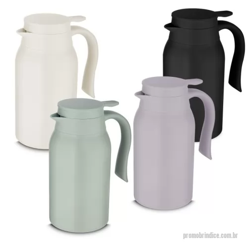 Garrafa térmica personalizada - Garrafa Térmica com parede dupla, alça e tampa plástica com vedação em silicone, possui sistema corta-pingo