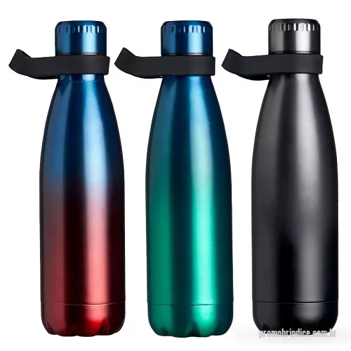 Garrafa térmica personalizada - Garrafa Squeeze Metal Térmico com Alça de Silicone