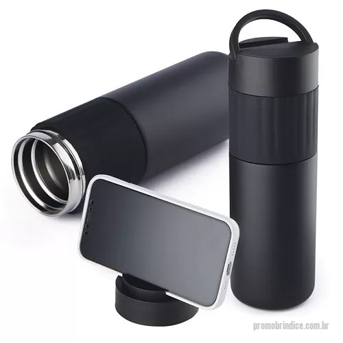 Garrafa térmica personalizada - Garrafa Squeeze Metal Térmico com Suporte para Celular