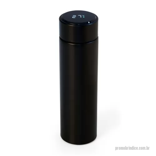 Garrafa térmica personalizada - Garrafa térmica de parede dupla em inox, capacidade de 400ml. Tampa com display touch screen de temperatura em led, acompanha infusor de bebidas.