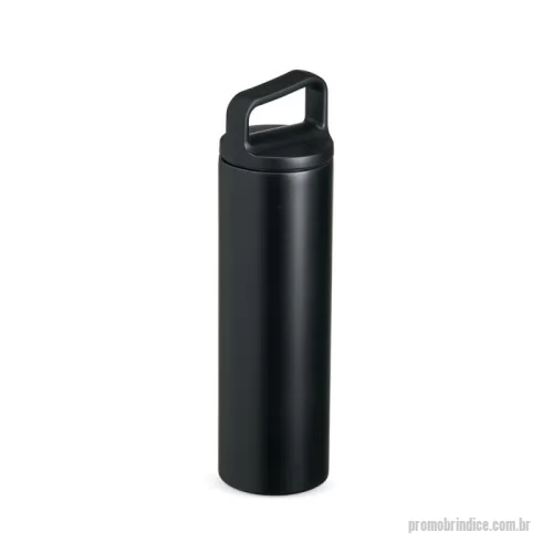 Garrafa térmica personalizada - Garrafa térmica em inox, com parede dupla e capacidade de 600ml. A tampa é plástica rosqueável e possui alça acoplada. Cores Disponíveis: Azul, Branco, Inox, Preto e Vermelho.