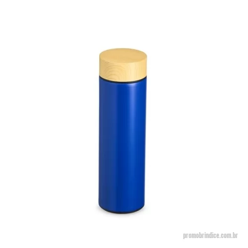 Garrafa térmica personalizada -  Garrafa térmica 450ml em inox com parede dupla, infusor e tampa rosqueável com detalhe em madeira. Cores Disponíveis: Azul, Branco, Preto e Vermelho.