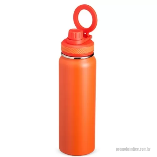 Garrafa térmica personalizada -  Agora ficou fácil aproveitar bebidas na temperatura ideal, gravar vídeos e assistir a séries. Com a Garrafa Térmica de 850ml em inox 304, é possível utilizá-la como tripé através de sua alça flexível, segura e magnética integrada à tampa. Basta posicionar o celular (compatível a partir do iPhone 12º geração) na alça e aproveitar. Além disso, sua tampa plástica rosqueável também possui uma proteção para o bocal, e sua alça versátil facilita o manuseio da garrafa térmica durante as caminhadas. Cores Disponíveis: Azul, Branco, Laranja e Preto.