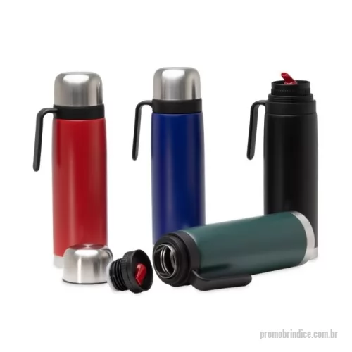 Garrafa térmica personalizada - Garrafa térmica de inox com bico condutor e alça plástica, capacidade de 750ml.