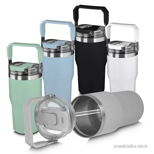 Garrafa térmica personalizada - Garrafa térmica em aço inox com parede dupla com capacidade de até 650ml,tampa rosqueável com alça em plástico, permite-se hidratar por canudo ou bico, com anel de silicone para vedação.