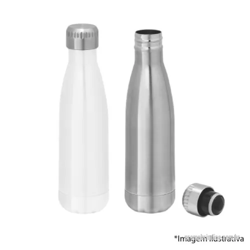 Garrafa térmica personalizada - Squeeze para sublimação em alumínio com tampa em aço inox. Capacidade até 500 mL. 