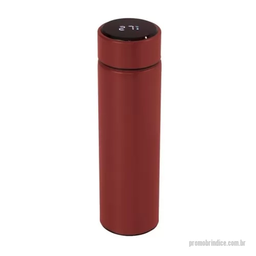 Garrafa térmica personalizada - Garrafa térmica de parede dupla em inox, capacidade de 400ml. Tampa com display touch screen de temperatura em led, acompanha infusor de bebidas.