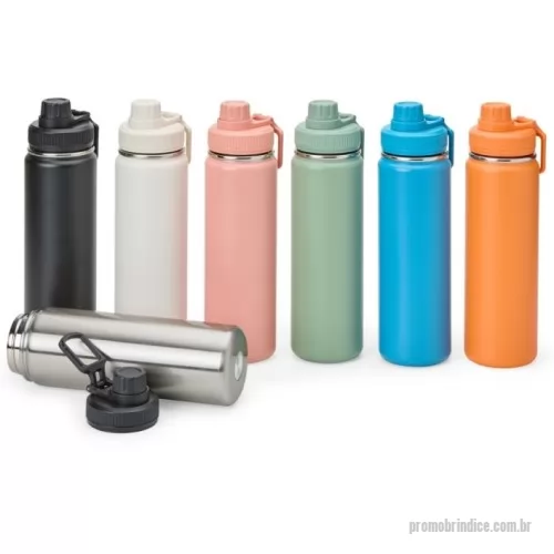Garrafa térmica personalizada - Garrafa térmica inox com capacidade de até 750ml. A pintura eletrostática garante uma cor duradoura e acabamento de maior qualidade. Sua parede dupla e isolamento à vácuo mantém o líquido conservado por mais tempo e permite o uso da garrafa sem a necessidade de se preocupar em entrar em contato direto com o calor interno ou vazamentos. Além disso, a garrafa conta com uma tampa rosqueável e uma alça que facilita o transporte para qualquer lugar.  Altura :  26 cm  Largura :  7 cm  Circunferência :  24 cm