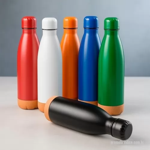 Garrafa térmica personalizada - Garrafa Térmica Inox 500ml – Design Moderno e Alta Performance Térmica  Descrição: Garrafa térmica produzida em aço inoxidável com fundo em cortiça e tampa plástica rosqueável. Possui parede dupla com vedação a vácuo, garantindo maior conservação da temperatura de bebidas quentes ou frias por longos períodos. Capacidade total de 500ml.  Especificações: Altura: 27,5 cm Largura: 7,1 cm Circunferência: 22,2 cm Área de gravação: 19 x 6 cm Peso: 285 g  Elegante e funcional, é ideal para uso diário, viagens, escritório ou como brinde personalizado de alto padrão.