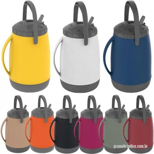 Garrafa térmica personalizada - Garrafa Térmica 2,5 litros da marca (Soprano) modelo Atacama, design que permite utilizar pedras grande de gelo, com tampa rosqueavel e bico retrátil, com alça para transporte com isolamento térmico em Poliuretano (PU).