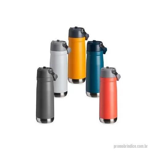 Garrafa térmica personalizada - Garrafa térmica de parede dupla em inox, capacidade de 650ml. Tampa com alça de transporte, bico flip e canudo interno. Altura : 24,6 cm Largura : 8,1 cm Circunferência : 25,6 cm Peso aproximado g : 450