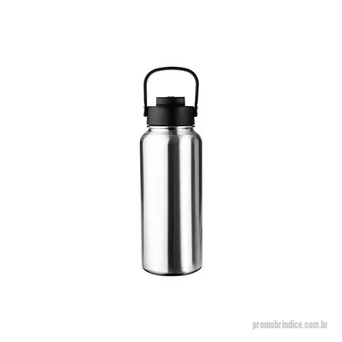 Garrafa térmica personalizada - Garrafa térmica em inox com capacidade de até 950 ml. Conta com estrutura de parede dupla e vedação a vácuo, permitindo a conservação da temperatura de líquidos por mais tempo. Dispõe de tampa plástica com trava de proteção para o bocal, bico flip, c