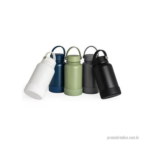 Garrafa térmica personalizada - Experimente a garrafa térmica que une resistência e praticidade. Feita em inox 304, é durável e resistente à corrosão. A base de silicone removível proporciona estabilidade e facilita a limpeza, enquanto a alça de transporte também em silicone, com d
