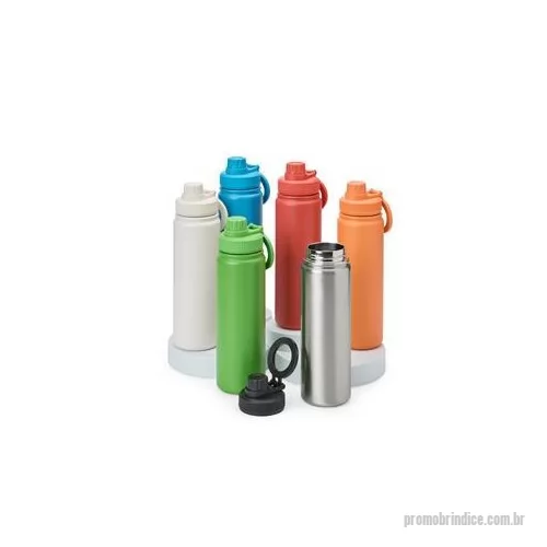 Garrafa térmica personalizada - Garrafa térmica inox de capacidade de até 750 ml. A pintura eletrostática garante uma cor duradoura e acabamento de maior qualidade. Sua parede dupla e isolamento a vácuo mantém o líquido conservado por mais tempo, também evitando vazamentos. Além di