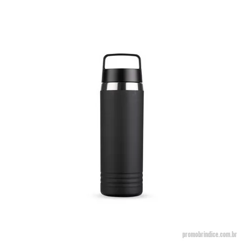 Garrafa térmica personalizada - Garrafa térmica em inox com capacidade para até 700 ml. Conta com estrutura de parede dupla e vedação a vácuo para garantir a conservação da temperatura dos líquidos por mais tempo, além de tampa rosqueável em plástico com alça fixa para transporte. 