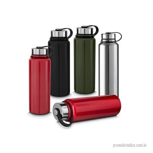 Garrafa térmica personalizada - Garrafa térmica com infusor de bebidas, feita em inox 304 com capacidade de 1 litro. Contém base antiderrapante e alça de silicone acoplada na tampa. Altura : 28,3 cm Largura : 8,8 cm Circunferência : 27,8 cm Peso aproximado g : 477