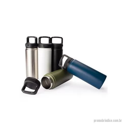 Garrafa térmica personalizada - A combinação de estilo e praticidade em uma só garrafa térmica. Com capacidade total de 500 ml, construção em inox de parede dupla e isolamento a vácuo, esta garrafa térmica mantém a temperatura constante dos líquidos, evitando vazamentos e o contato
