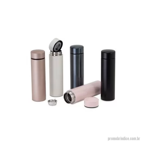 Garrafa térmica personalizada - Garrafa térmica 500 ml feita em aço inoxidável 304, acompanha infusor de bebidas. Altura : 22,6 cm Largura : 6,5 cm Circunferência : 20,5 cm Tamanho total aproximado CxL : Diâmetro sem tampa 4,8 cm