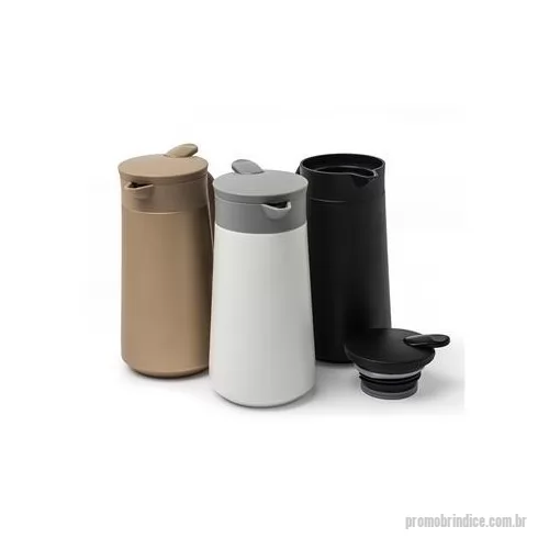 Garrafa térmica personalizada - Garrafa Térmica feita em Inox 304 com parede dupla e capacidade de 800 ml. Tampa rosqueável com alavanca que abre/fecha para servir a bebida. Altura : 19,5 cm Largura : 8 cm Circunferência : 28,3 cm Peso aproximado g : 418