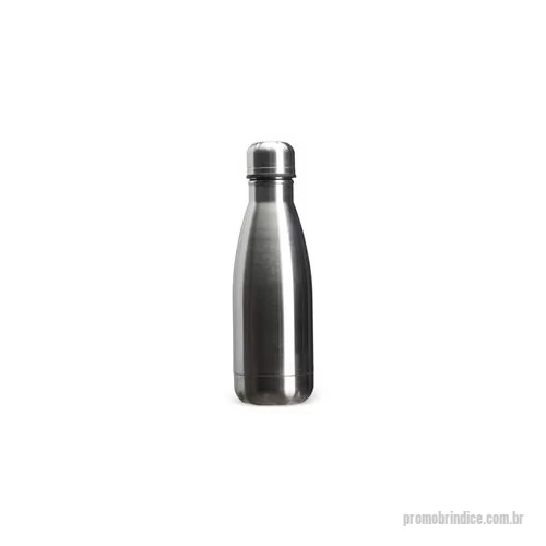 Garrafa térmica personalizada - Desenvolvida para conservar líquidos na temperatura ideal por mais tempo, esta garrafa térmica de 350ml é produzida em inox com parede dupla e isolamento a vácuo, proporcionando alta eficiência térmica. Seu acabamento em aço escovado garante um desig