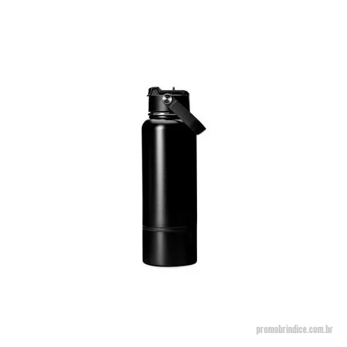 Garrafa térmica personalizada - Garrafa térmica em inox com pintura eletrostática e capacidade de até 800 ml. Apresenta estrutura interna de parede dupla e vedação a vácuo, o que ajuda a conservar a temperatura de líquidos por mais tempo. Conta ainda com fundo removível. Possui tam