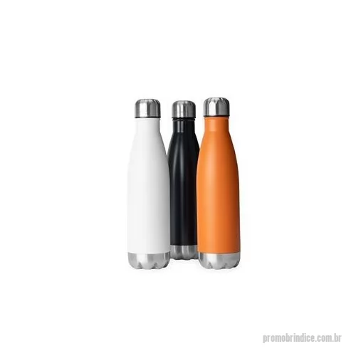 Garrafa térmica personalizada - Garrafa térmica em inox com tampa rosqueável, pintura em spray e capacidade para até 500 ml. Possui estrutura de parede dupla e vedação a vácuo, o que permite conservar a temperatura de líquidos por mais tempo. Altura : 27,6 cm Largura : 7 cm Circunf