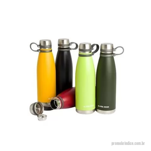 Garrafa térmica personalizada - Garrafa térmica com infusor de bebidas, feita em inox 316 com capacidade de 1,1 Litros e alça de silicone acoplada na tampa. Altura : 30,7 cm Largura : 9 cm Circunferência : 28,2 cm Peso aproximado g : 520