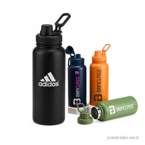 Garrafa térmica personalizada - Garrafa térmica personalizada em aço inox com capacidade de 800ml e parede dupla com isolamento térmico. Desenvolvida para manter bebidas quentes ou frias por muito mais tempo, possui acabamento moderno, alta durabilidade e ampla área para personalização com logomarca. Ideal para ações promocionais, eventos corporativos, campanhas de marketing, academias, empresas, convenções e programas de incentivo.  Seu design sofisticado e funcional transforma a garrafa em um brinde de alto valor percebido, utilizado diariamente por clientes e colaboradores, fortalecendo a exposição da sua marca.