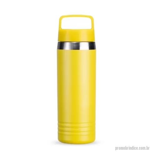 Garrafa térmica personalizada - Garrafa térmica em inox com capacidade para até 700ml. Conta com estrutura de parede dupla e vedação a vácuo para garantir a conservação da temperatura dos líquidos por mais tempo, além de tampa rosqueável em plástico com alça fixa para transporte.