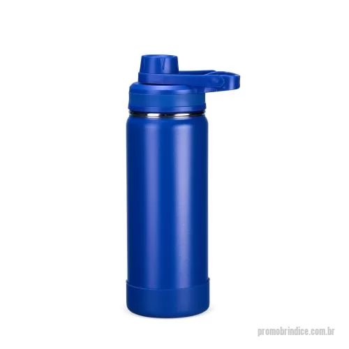 Garrafa térmica personalizada - Garrafa térmica em inox com pintura eletrostática, capacidade até 550ml. Parede dupla e isolamento a vácuo. Tampa plástica rosqueável com protetor de bocal.