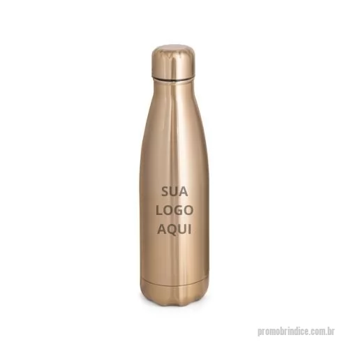 Garrafa térmica personalizada - A Garrafa Térmica em Aço Inox é prática e elegante, ideal para manter suas bebidas na temperatura desejada por mais tempo. Produzida em aço inox de parede dupla isolada a vácuo, possui acabamento metalizado e tampa também em inox, garantindo resistência e sofisticação. Com capacidade de até 510 mL, é fornecida em caixa presente de papel kraft reciclado, tornando-se uma excelente opção de brinde corporativo sustentável. Conta com Certificação EU Food Grade, assegurando qualidade e segurança alimentar.  Dimensões:  Garrafa: ø70 x 255 mm  Caixa: 72 x 72 x 275 mm  Personalização: Gravação a laser circular (217 x 96 mm).