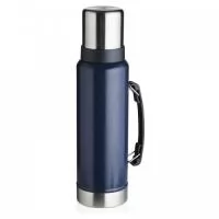 Garrafa térmica de inox livre de BPA com capacidade de 1,4 litro. Contém alça para transporte e pintura texturizada.
