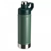 Garrafa térmica de parede dupla em inox, capacidade de 700ml. Tampa principal com bocal e tampa protetora com alça de transporte acoplada.