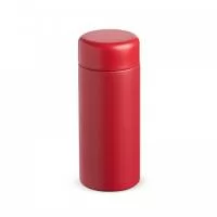 Garrafa térmica inox de parede dupla com capacidade de 200ml.