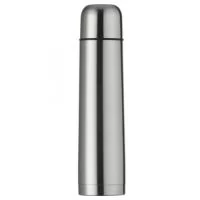 Garrafa Térmica Inox 1L  Descrição: Garrafa térmica 1L em inox com tampa rosqueável, tampa interna em plástico resistente(basta um clique para abrir ou fechar). Acompanha capa protetora de couro sintético com alça em nylon e detalhe vermelho.  Medidas aproximadas para gravação (CxL):  24,5 cm x 8 cm  Tamanho total aproximado  (CxL):  32,8 cm x 8,1 cm  Peso aproximado (g):  637