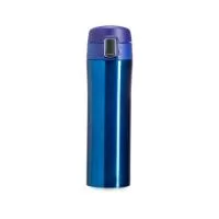  Garrafa térmica 450ml colorida com sistema de trava. Material metálico com revestimento interno em inox, possui tampa plástica fosca com borracha interna para vedação evitando o vazamento de líquido e prezando sua temperatura; possui botão central para abertura e trava lateral(basta seguir a orientação dos desenhos de cadeados simulando o travamento/destravamento da tampa).  Medidas aproximadas para gravação (CxL):  18 cm x 6 cm  Tamanho total aproximado  (CxL):  23,3 x 6,9 cm x 21,5 cm  Peso aproximado (g):  267